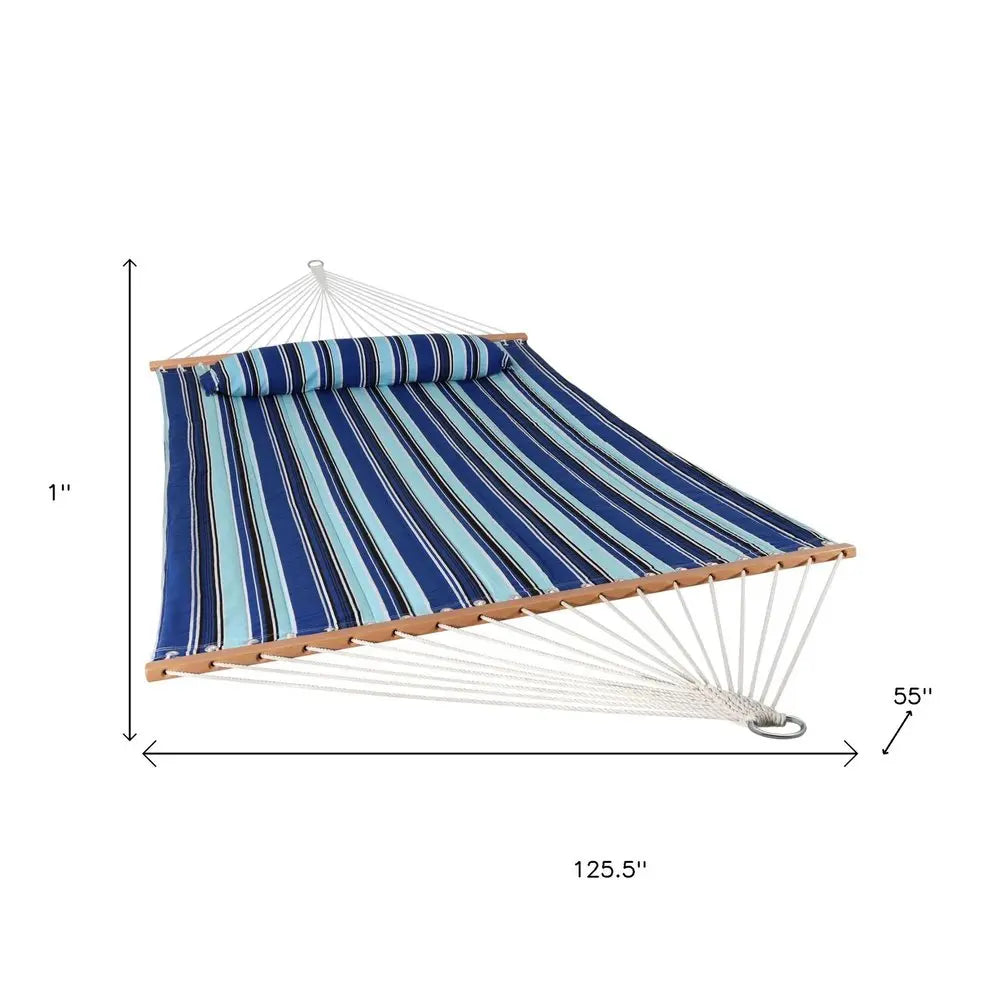 Light Blue And Dark Blue Striped Double Hammock HomeRoots