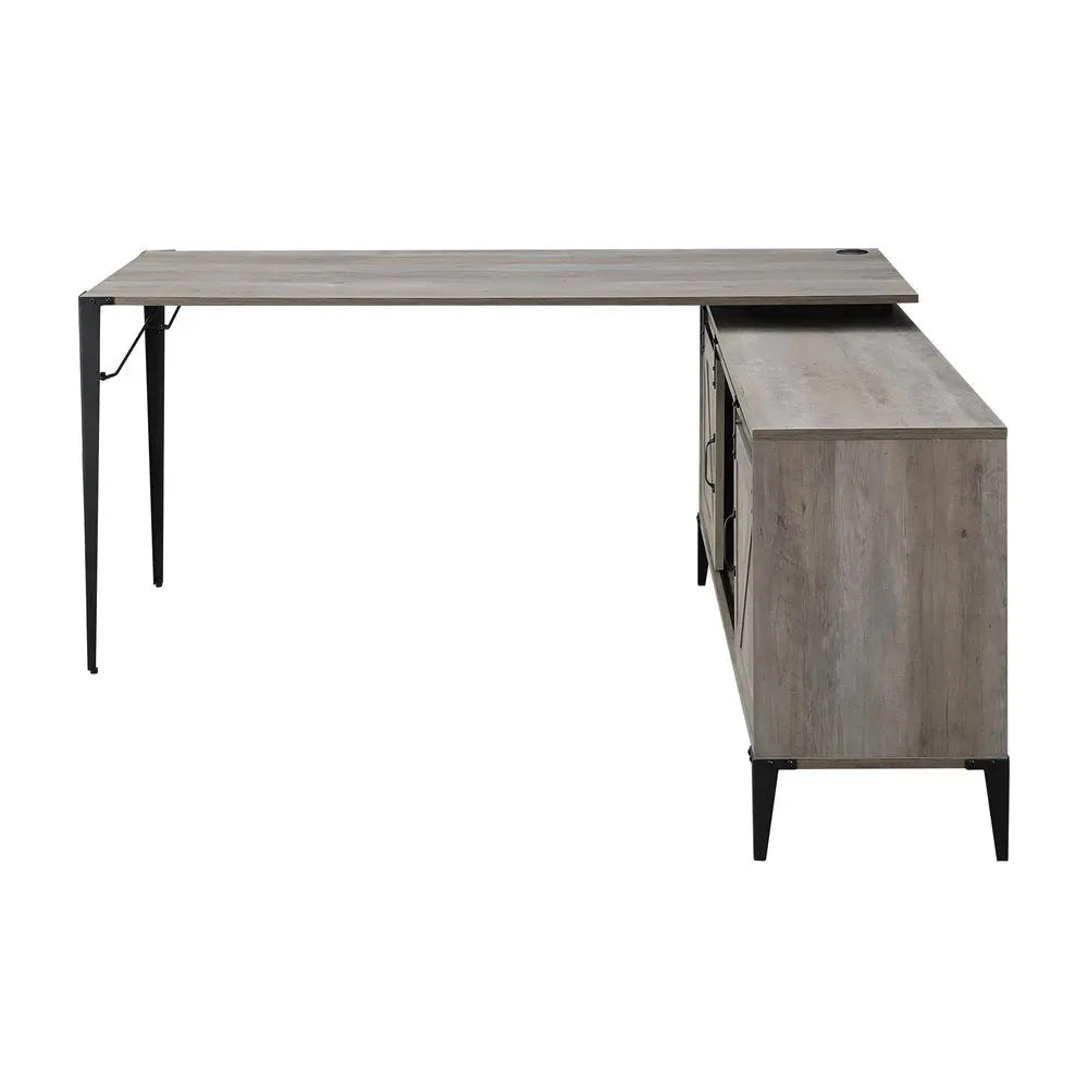 65" Gray and Black L Shape Writing Desk - NOBLE HOME INTERIORS