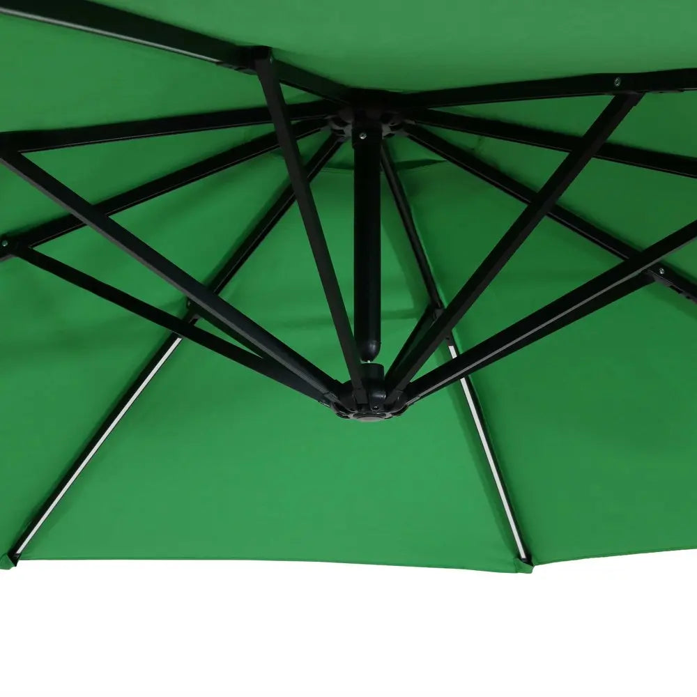 95" Green Polyester Octagonal Tilt Lighted Market Patio Umbrella with Stand HomeRoots