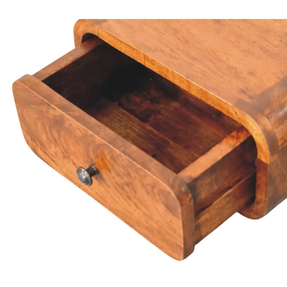 12" Chestnut Solid Wood One Drawer Floating Nightstand HomeRoots