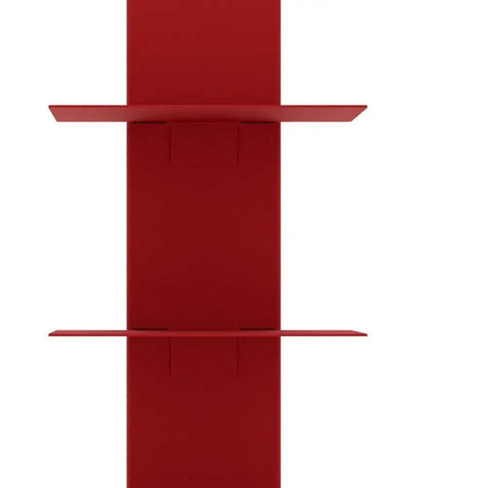 38" Red Metal Six Shelf Modern Tower Bookcase HomeRoots