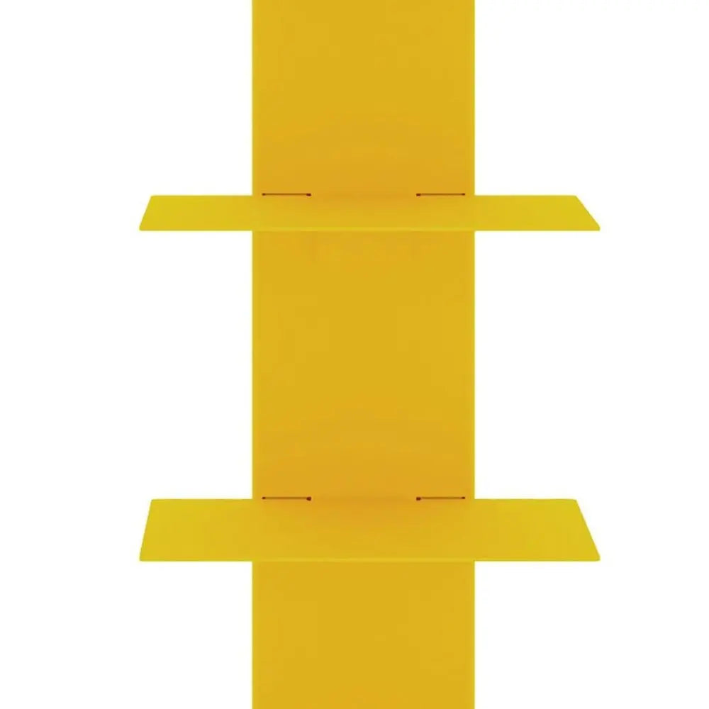 38" Yellow Metal Six Shelf Modern Tower Bookcase HomeRoots