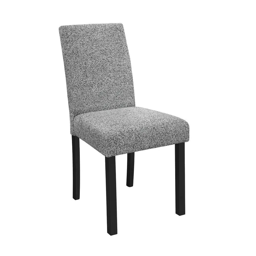 Five Piece White and Black Faux Marble Dining Set with Four Chairs HomeRoots