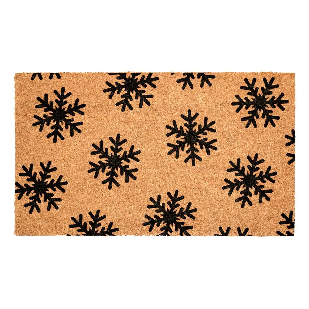 17" X 29" Brown And White Christmas Snowflake Outdoor Coir Door Mat HomeRoots