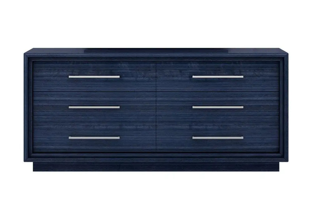 68" Blue Wood Six Drawer Double Dresser - NOBLE HOME INTERIORS