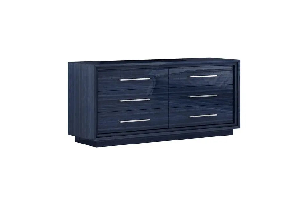 68" Blue Wood Six Drawer Double Dresser - NOBLE HOME INTERIORS