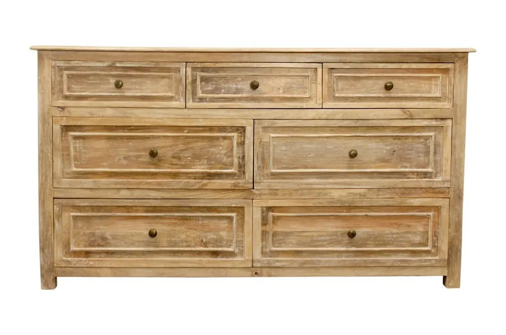 68" Natural Solid Wood Seven Drawer Dresser - NOBLE HOME INTERIORS