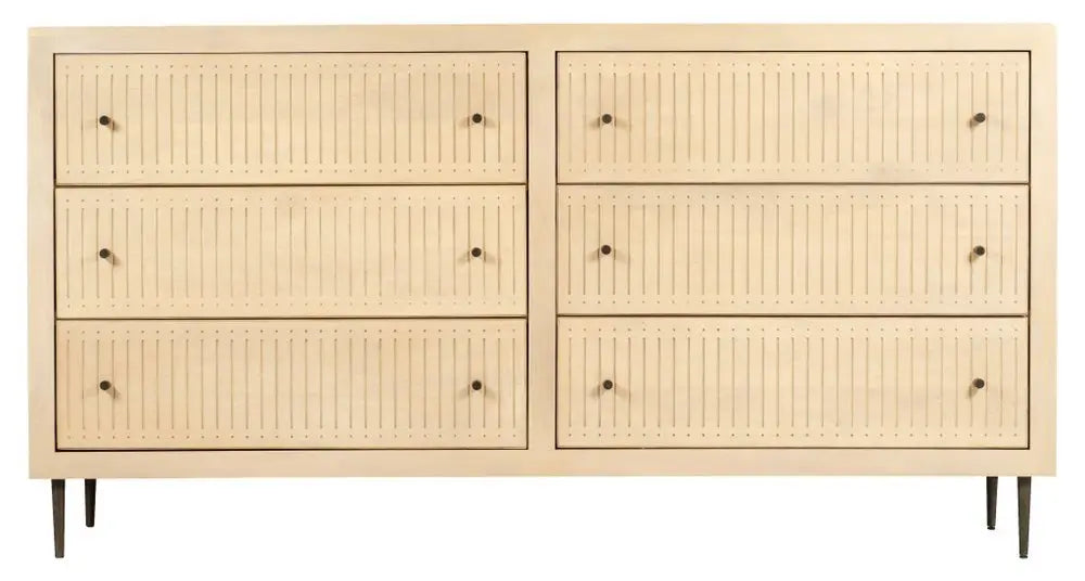 68" Natural Solid Wood Six Drawer Dresser - NOBLE HOME INTERIORS