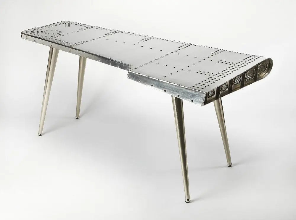 68" Silver Metal Writing Desk - NOBLE HOME INTERIORS