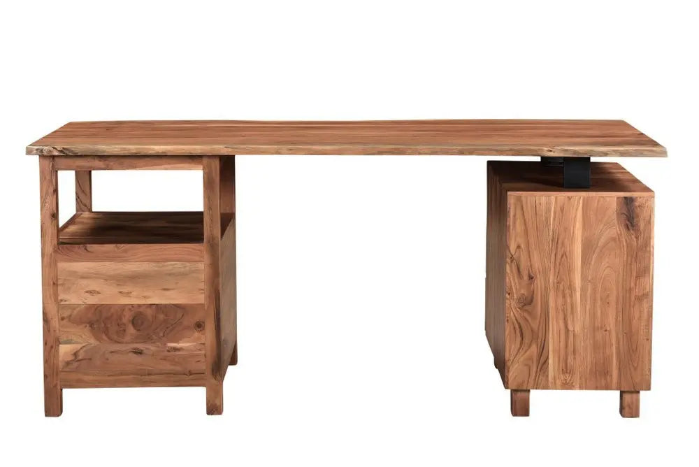 69" Brown Live Edge Solid Wood Writing Desk With Four Drawers - NOBLE HOME INTERIORS