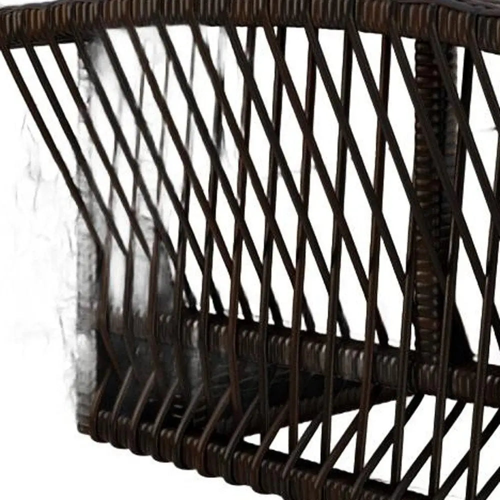 69" Brown Woven Rattan Outdoor Swing Chair with Beige Cushions - NOBLE HOME INTERIORS