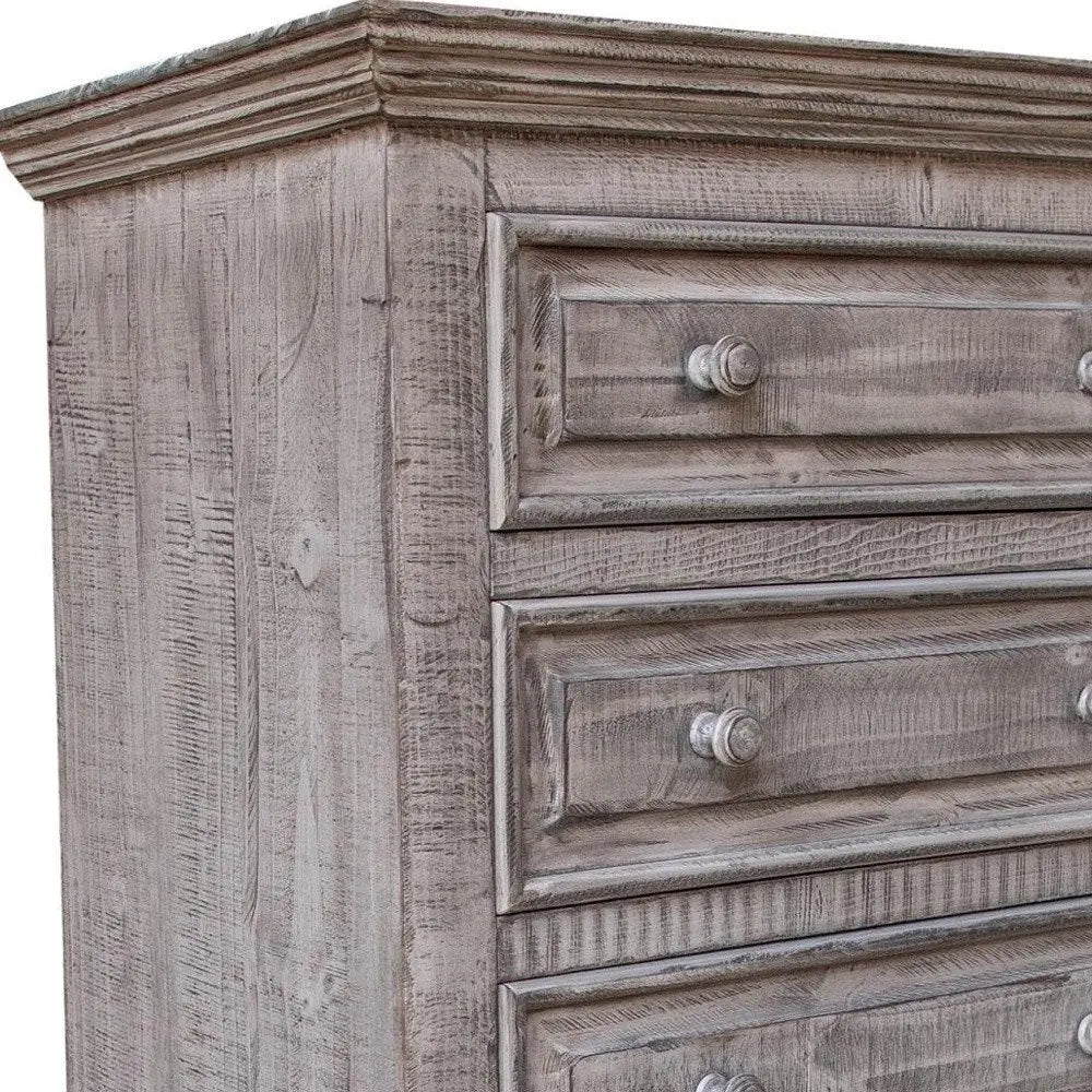 69" Gray Solid Wood Six Drawer Triple Dresser - NOBLE HOME INTERIORS