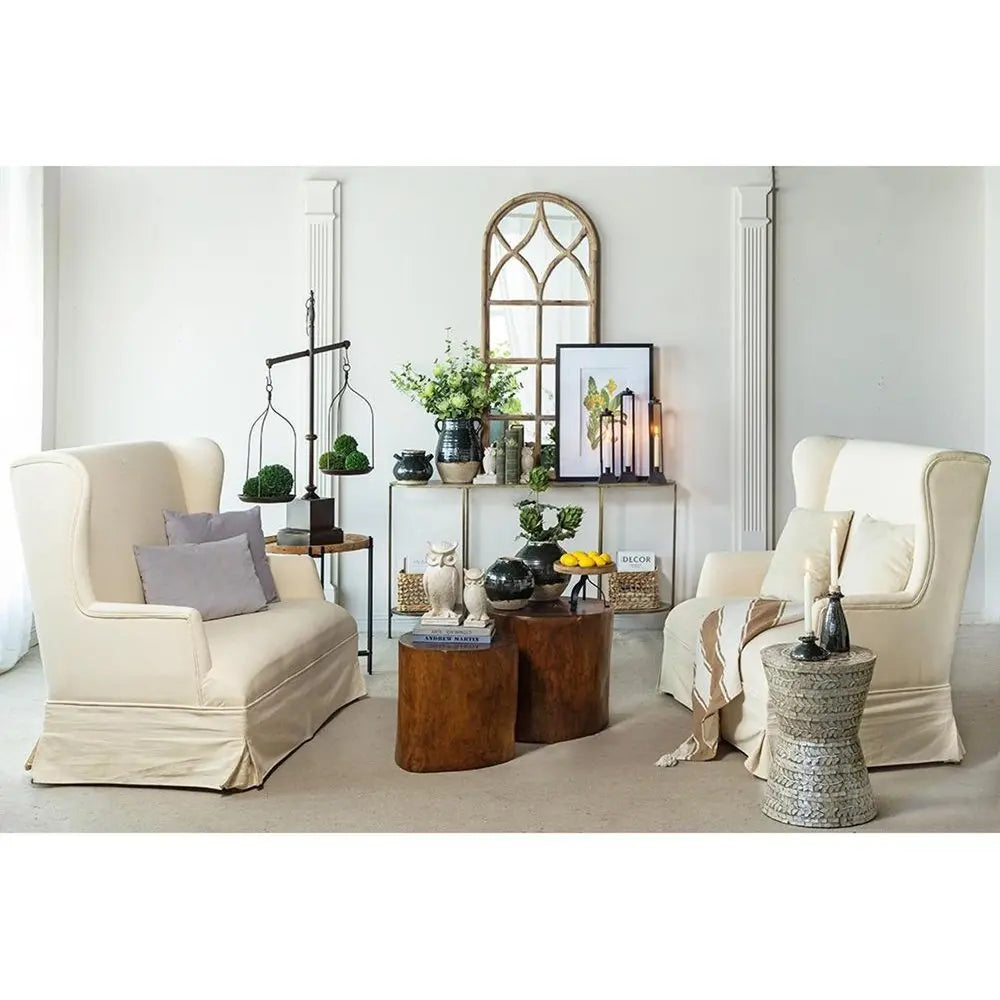 7" Beige and Black Round Terracotta Jug Vase With Does Not Apply - NOBLE HOME INTERIORS