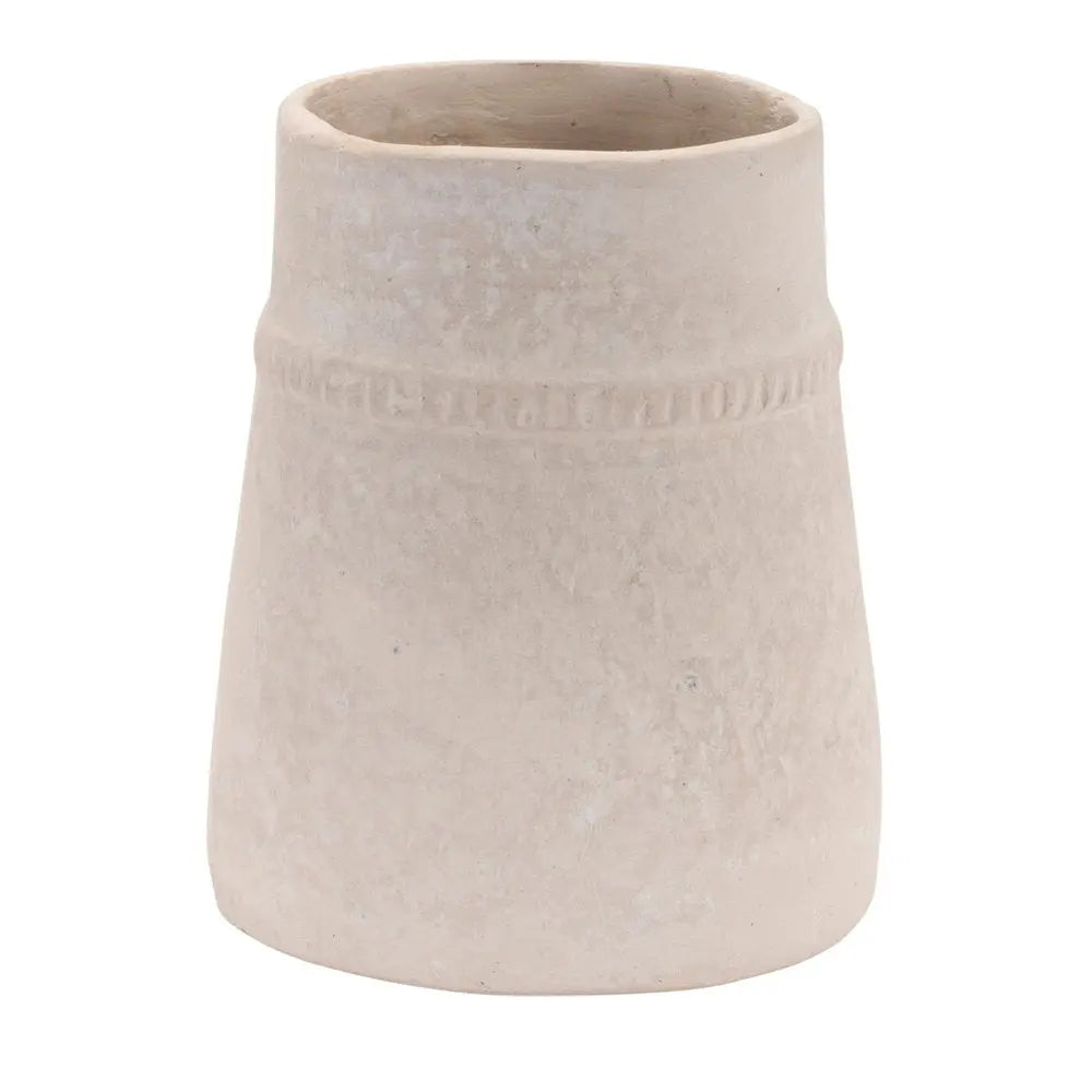 7" Beige Round Resin Table Vase - NOBLE HOME INTERIORS
