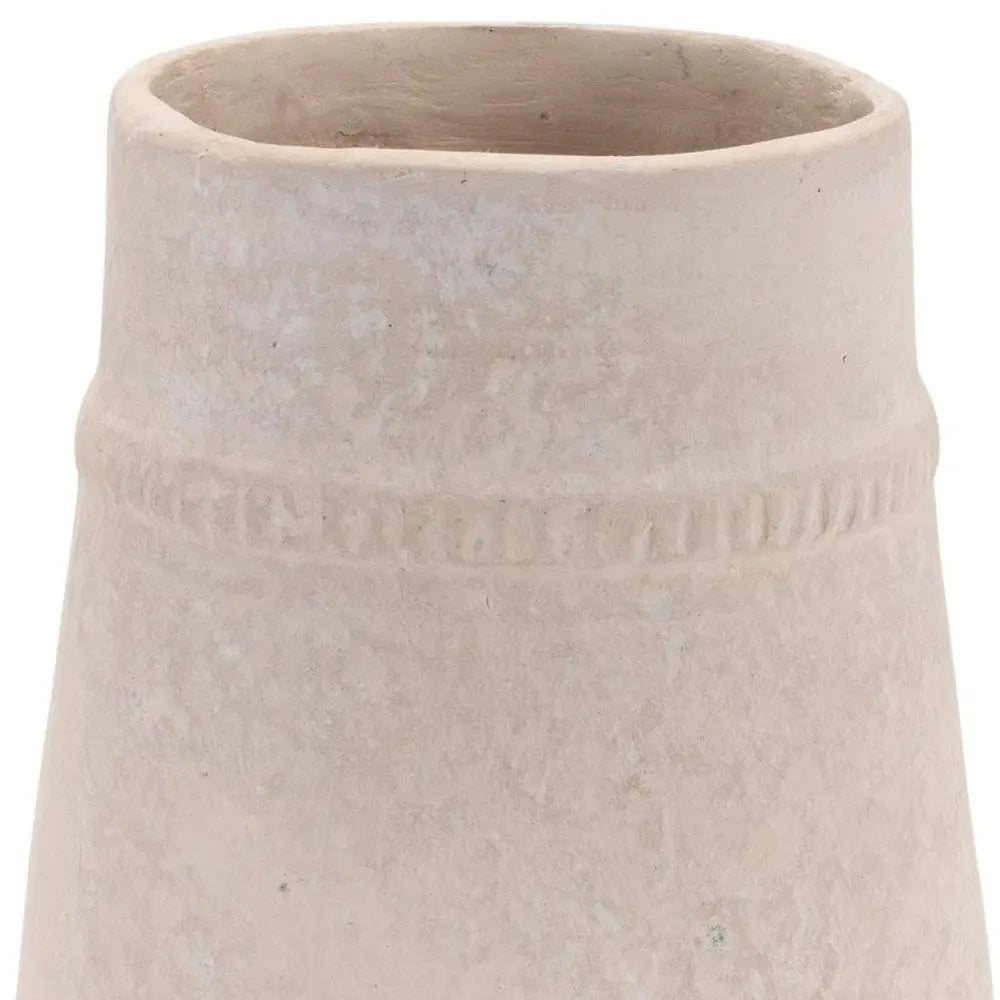 7" Beige Round Resin Table Vase - NOBLE HOME INTERIORS