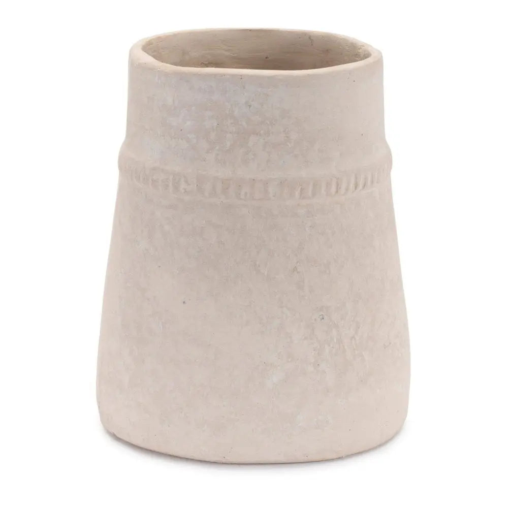 7" Beige Round Resin Table Vase - NOBLE HOME INTERIORS
