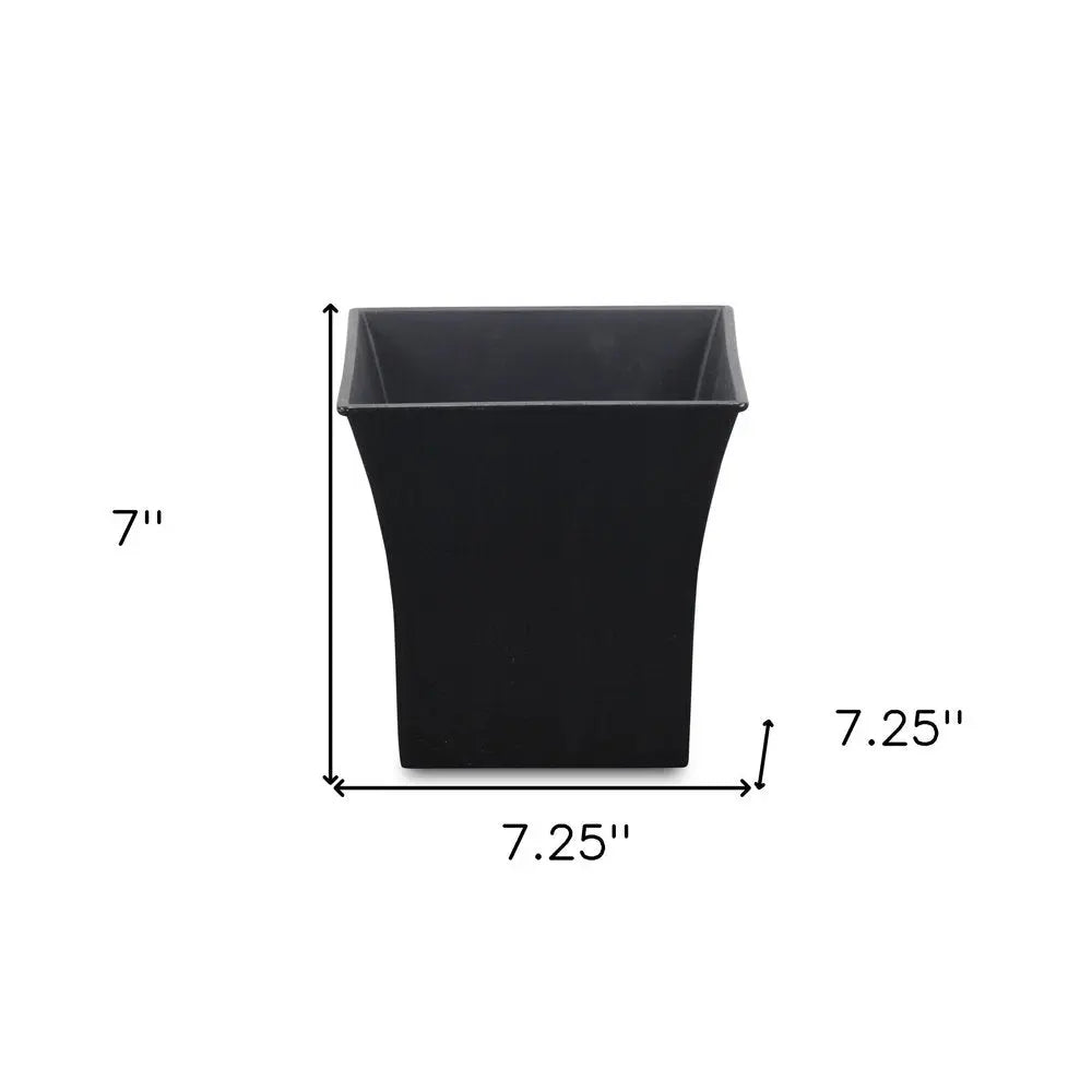 7" Black Recycled Plastic Indoor Outdoor Square Pot Planter - NOBLE HOME INTERIORS
