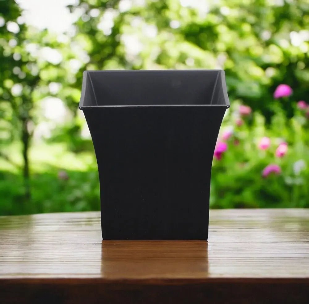 7" Black Recycled Plastic Indoor Outdoor Square Pot Planter - NOBLE HOME INTERIORS