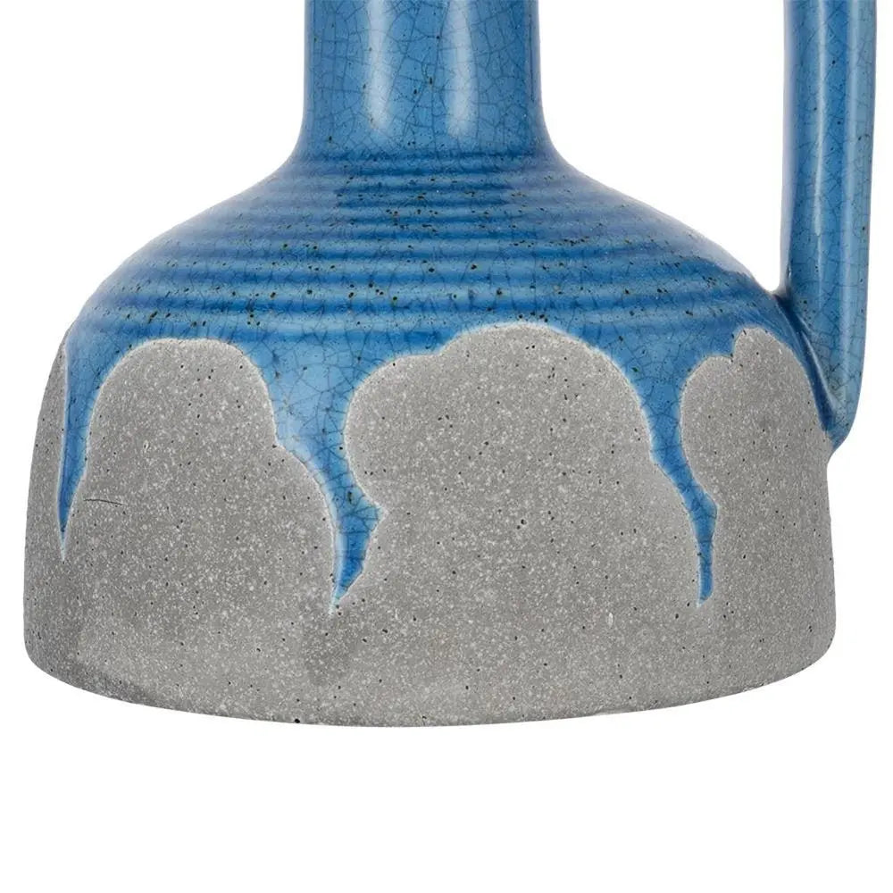 7" Blue and Gray Bud Ceramic Jug Vase With Does Not Apply - NOBLE HOME INTERIORS