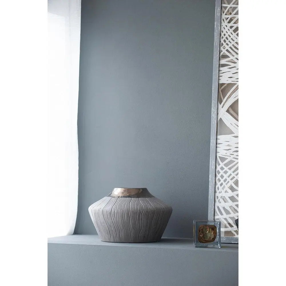 7" Brown Gold And Gray Round Ceramic Table Vase - NOBLE HOME INTERIORS