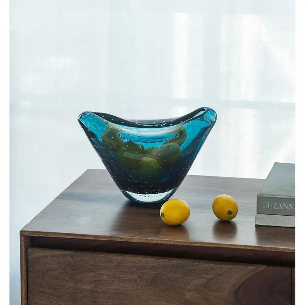 7" Cerulean Oval Glass Table Vase - NOBLE HOME INTERIORS