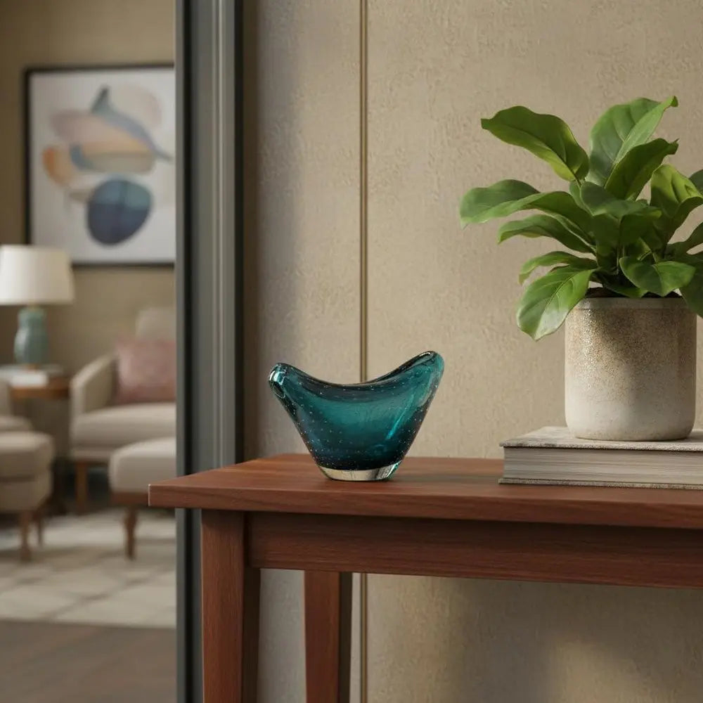 7" Cerulean Oval Glass Table Vase - NOBLE HOME INTERIORS