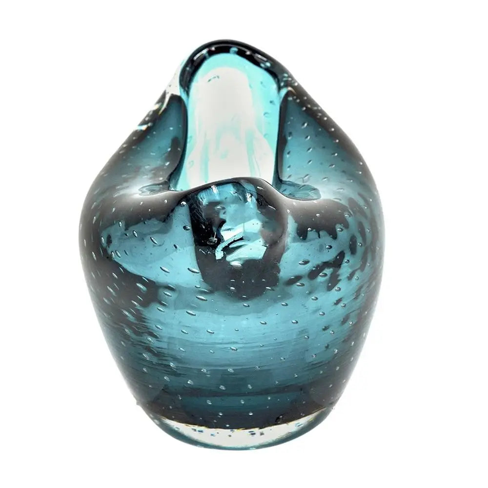 7" Cerulean Oval Glass Table Vase - NOBLE HOME INTERIORS