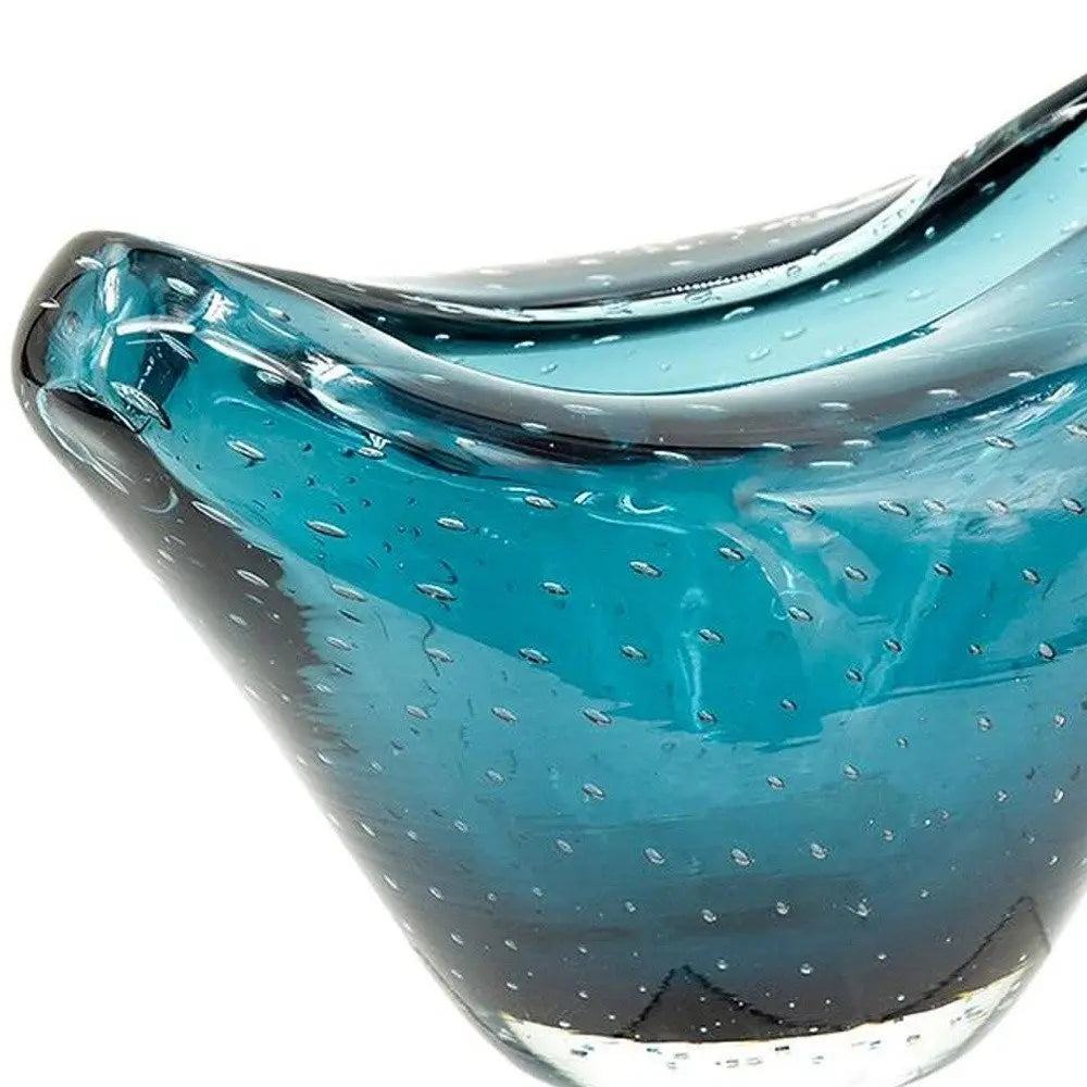 7" Cerulean Oval Glass Table Vase - NOBLE HOME INTERIORS