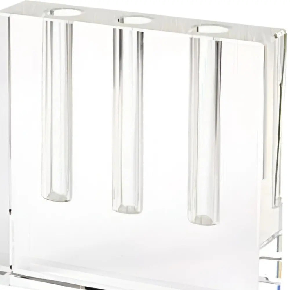 7" Clear Crystal Clear Square Table Vase - NOBLE HOME INTERIORS