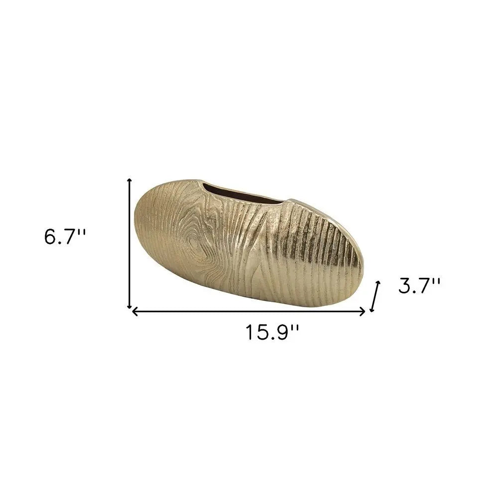 7" Gold Aluminum Oval Disc Table Vase - NOBLE HOME INTERIORS