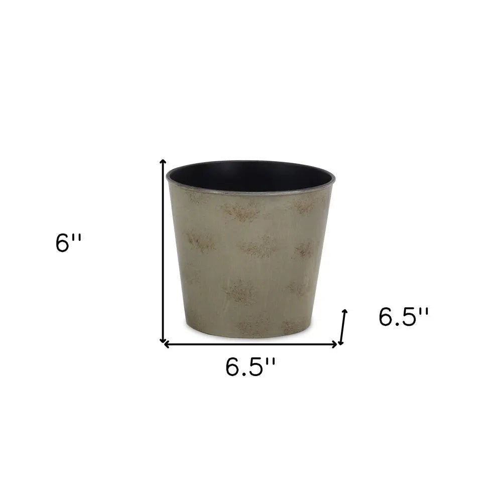 7" Gray Recycled Plastic Indoor Outdoor Round Pot Planter - NOBLE HOME INTERIORS