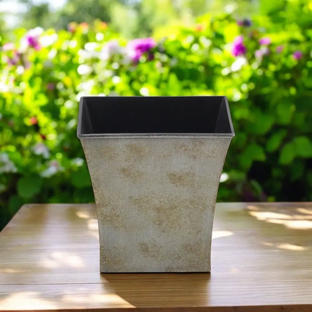 7" Gray Recycled Plastic Indoor Outdoor Square Pot Planter - NOBLE HOME INTERIORS