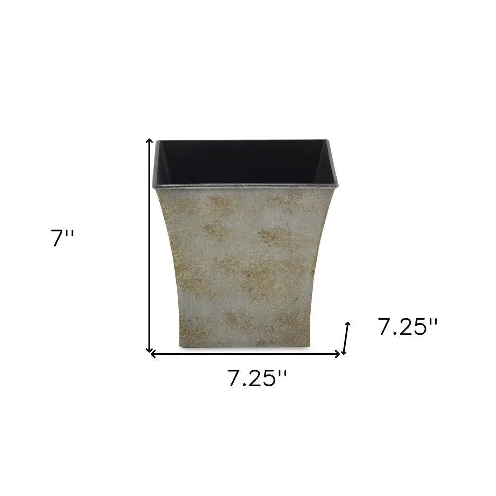 7" Gray Recycled Plastic Indoor Outdoor Square Pot Planter - NOBLE HOME INTERIORS