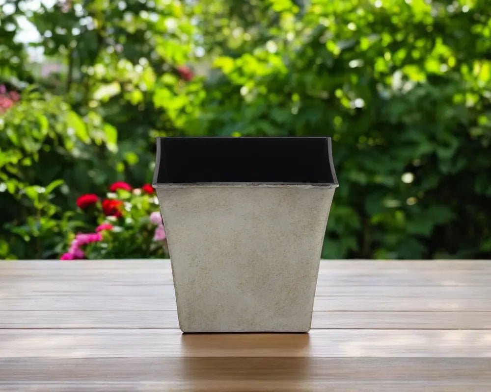 7" Gray Recycled Plastic Indoor Outdoor Square Pot Planter - NOBLE HOME INTERIORS