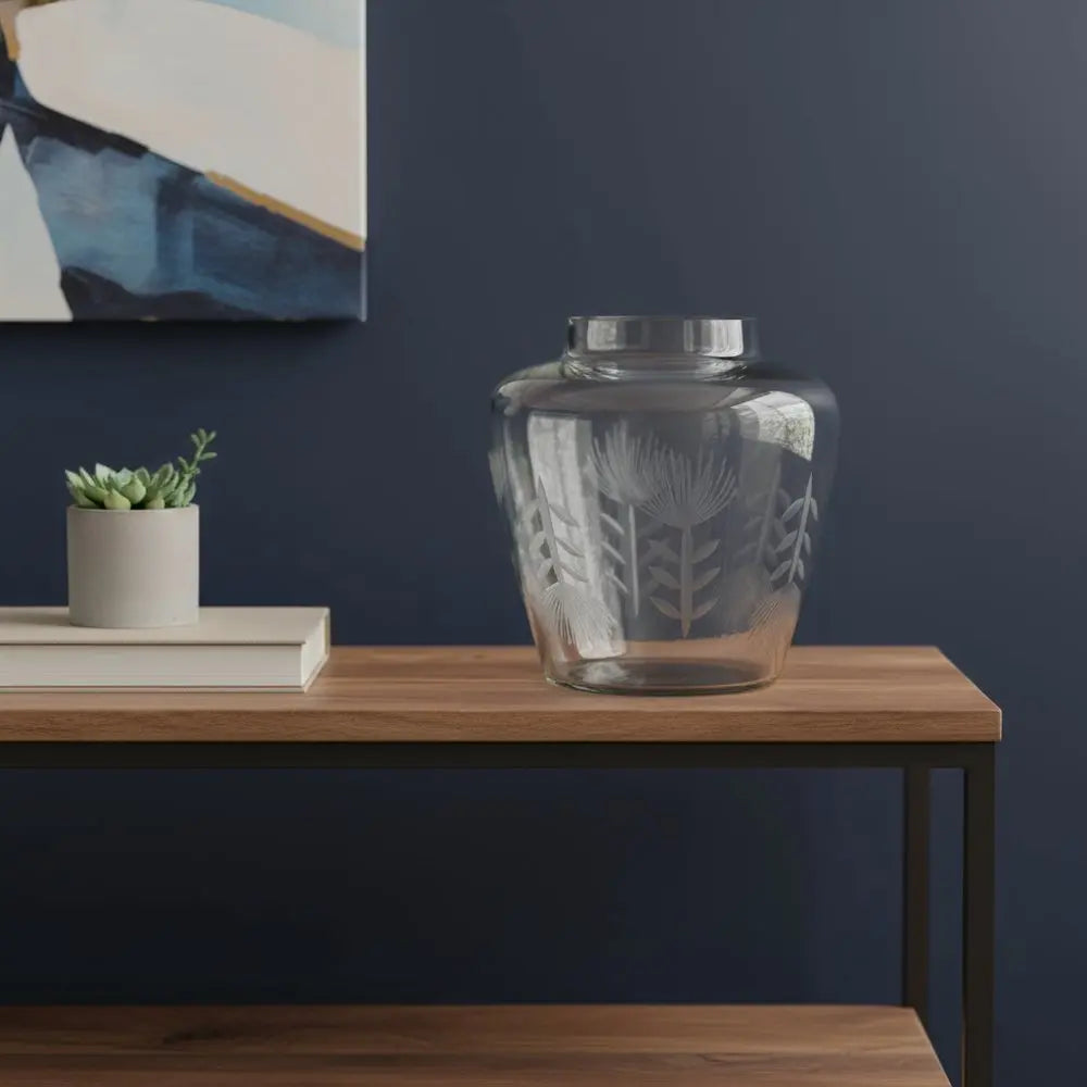 7" Gray Round Glass Table Vase - NOBLE HOME INTERIORS