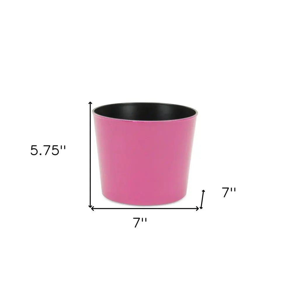 7" Hot Pink Recycled Plastic Indoor Outdoor Round Pot Planter - NOBLE HOME INTERIORS