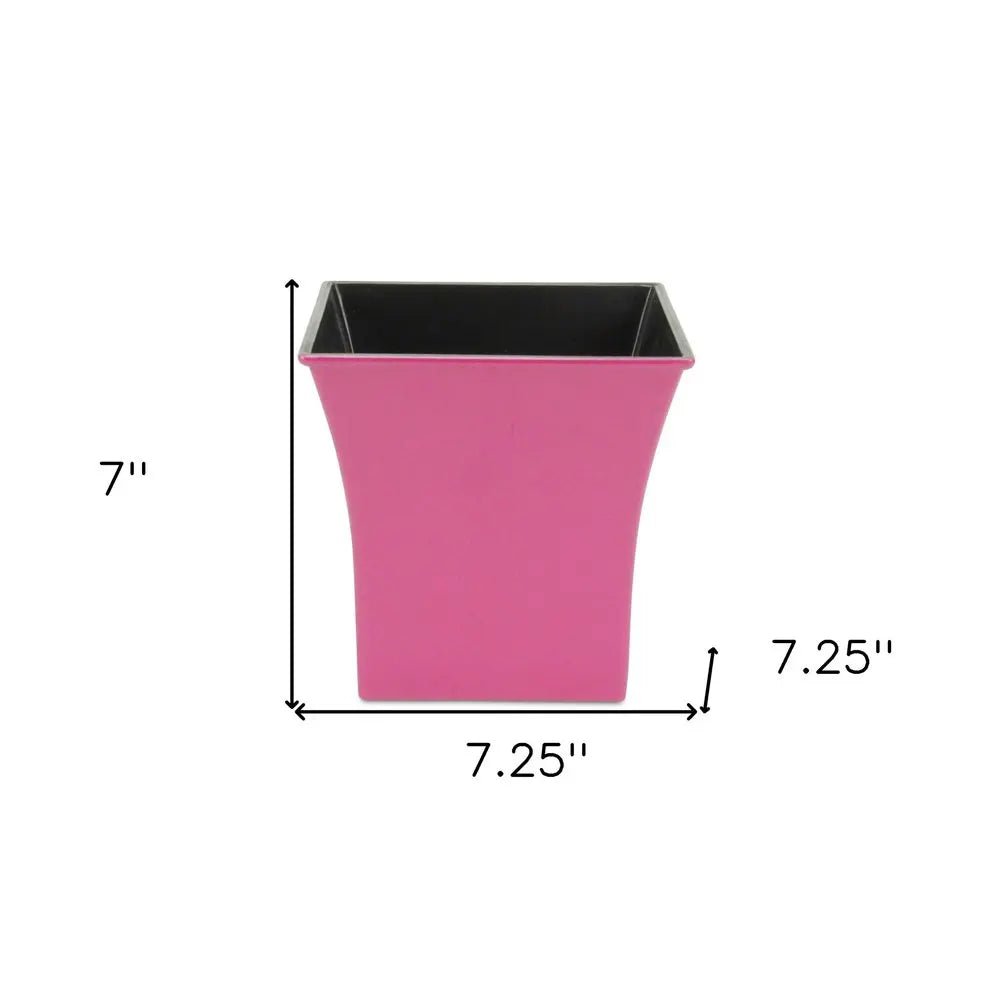 7" Hot Pink Recycled Plastic Indoor Outdoor Square Pot Planter - NOBLE HOME INTERIORS