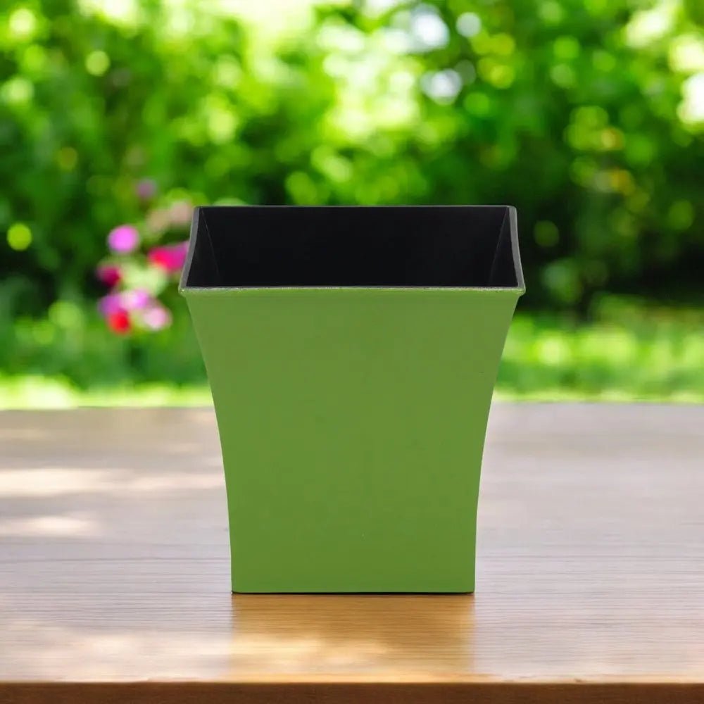7" Lime Green Recycled Plastic Indoor Outdoor Square Pot Planter - NOBLE HOME INTERIORS