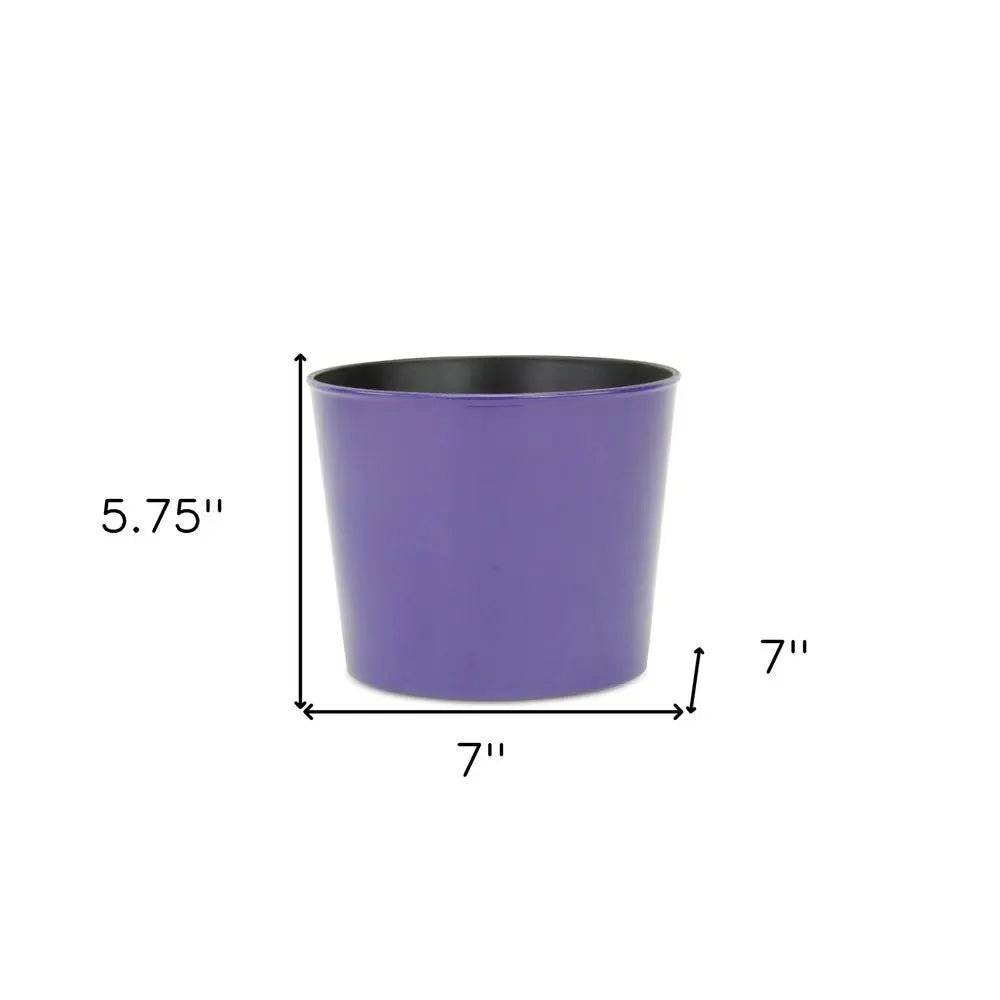 7" Navy Blue Recycled Plastic Indoor Outdoor Round Pot Planter - NOBLE HOME INTERIORS