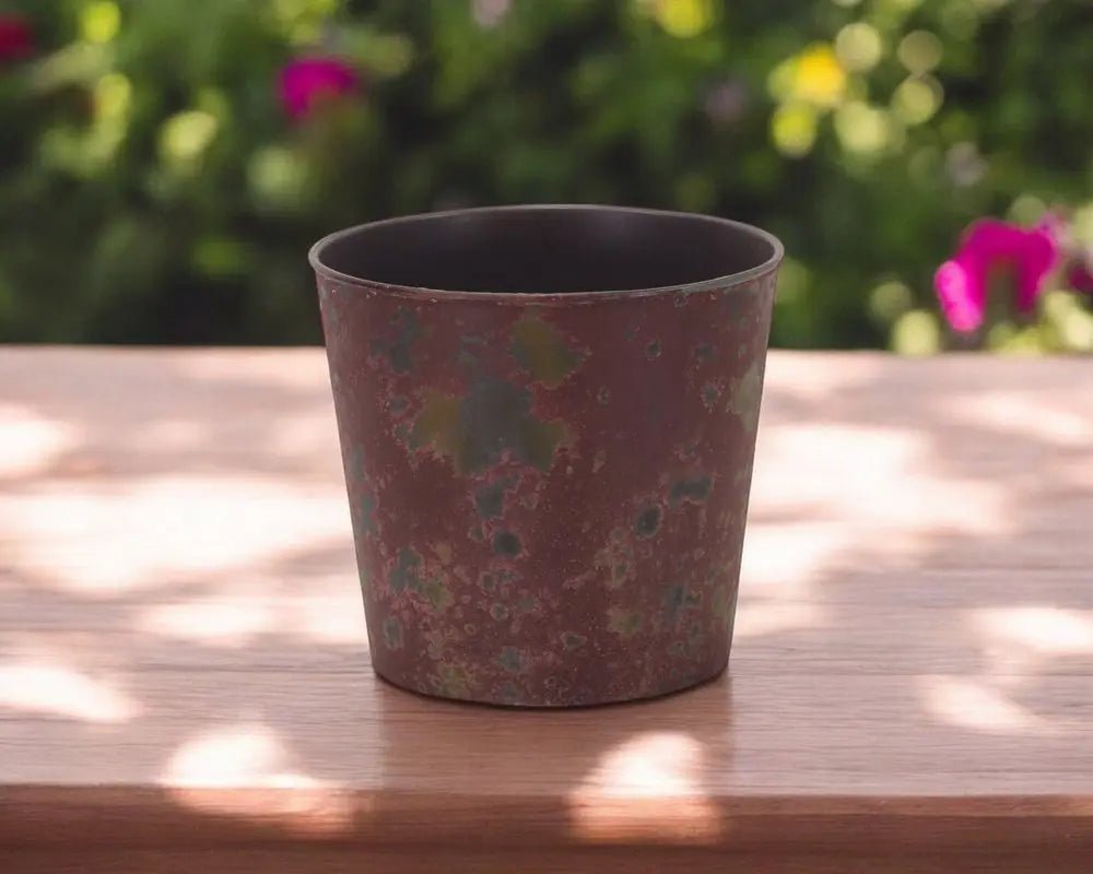 7" Red Recycled Plastic Indoor Outdoor Round Pot Planter - NOBLE HOME INTERIORS