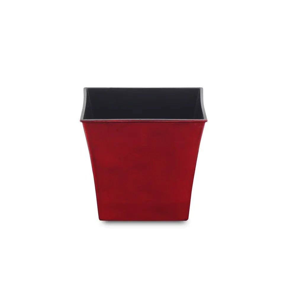 7" Red Recycled Plastic Indoor Outdoor Square Pot Planter - NOBLE HOME INTERIORS