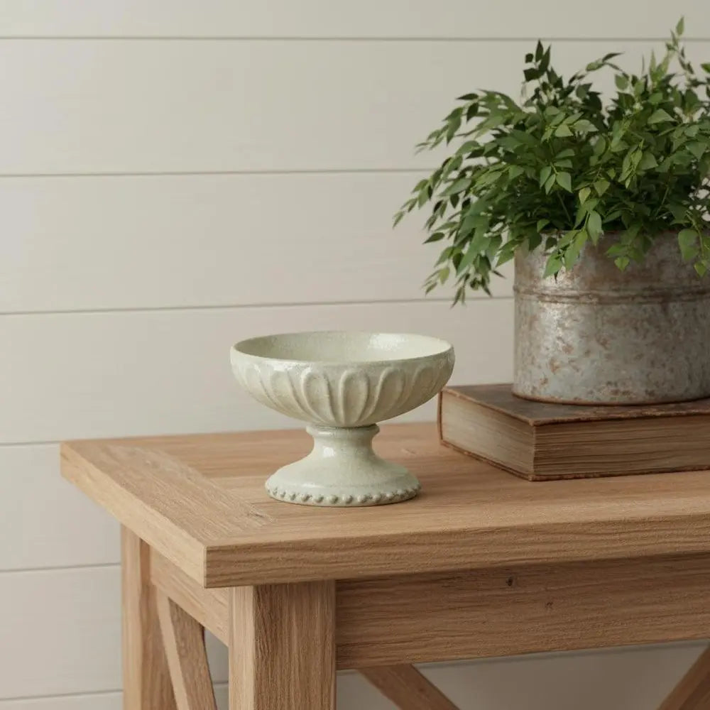 7" Sage And Ivory Round Ceramic Table Vase - NOBLE HOME INTERIORS