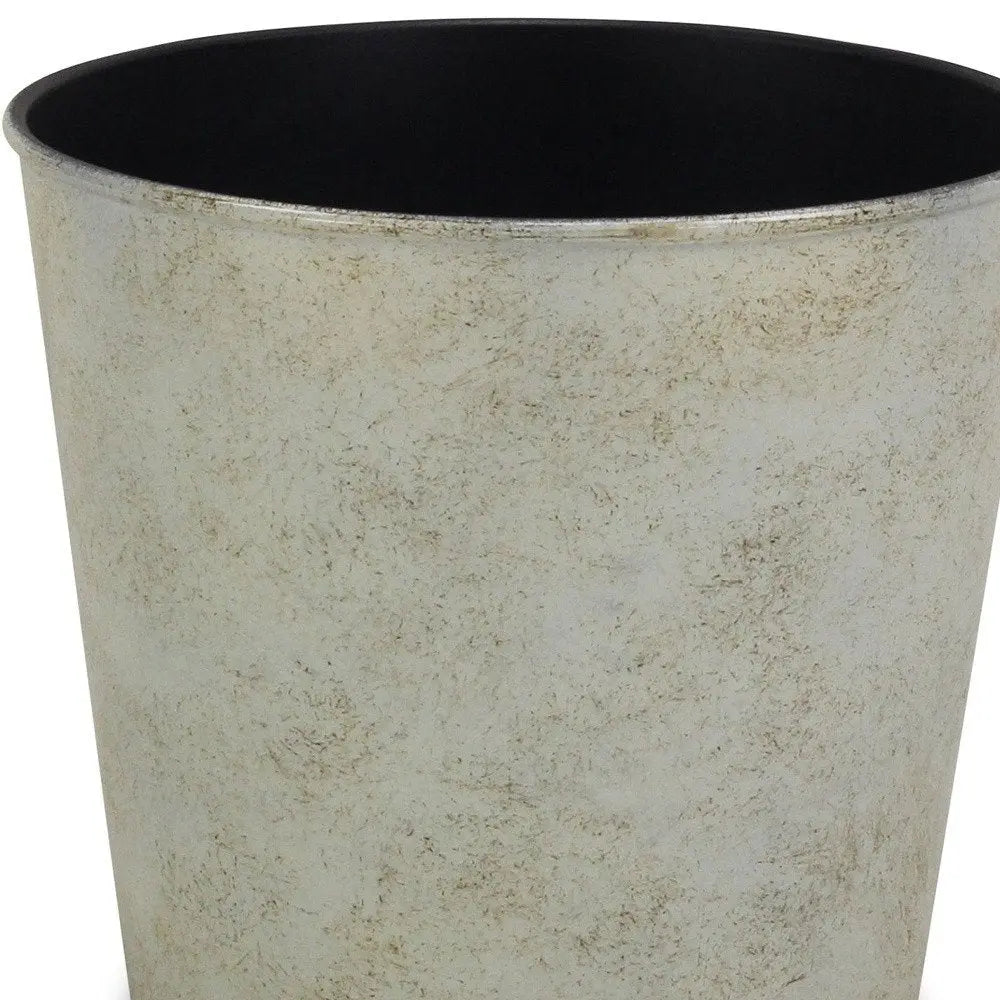 7" Silver Recycled Plastic Indoor Outdoor Round Pot Planter - NOBLE HOME INTERIORS