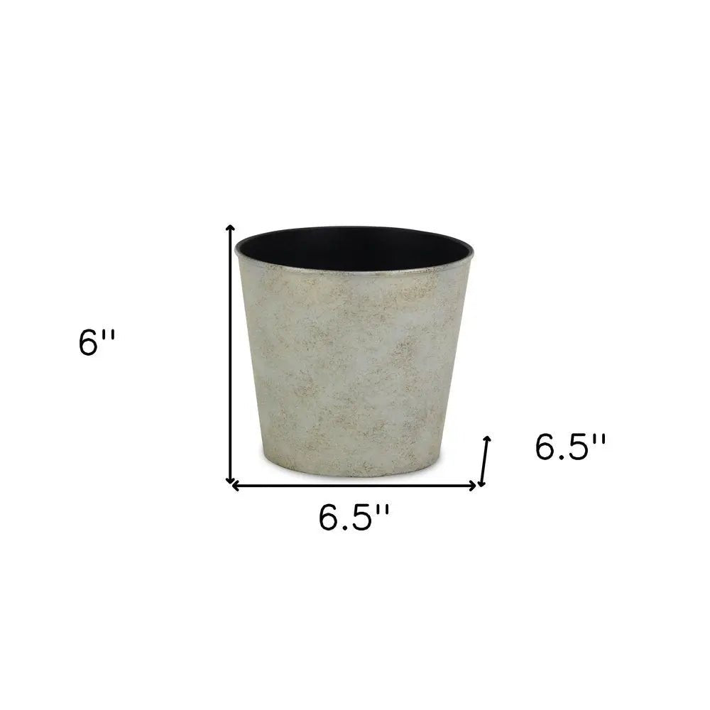 7" Silver Recycled Plastic Indoor Outdoor Round Pot Planter - NOBLE HOME INTERIORS