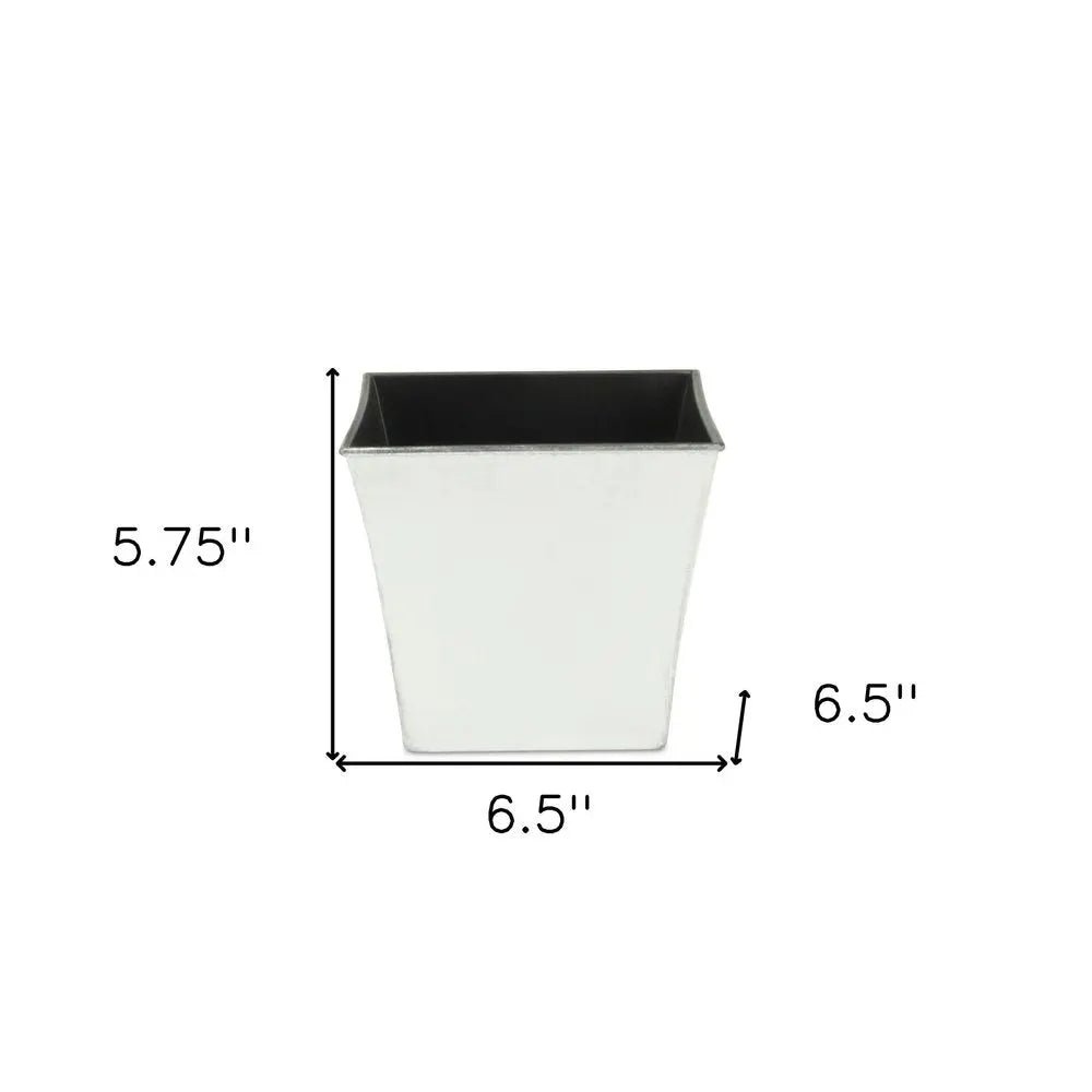 7" Silver Recycled Plastic Indoor Outdoor Square Pot Planter - NOBLE HOME INTERIORS