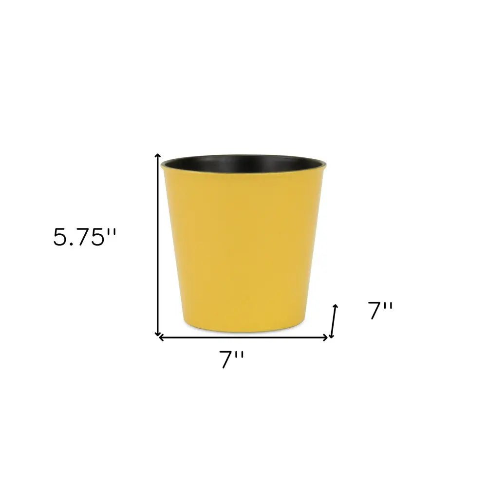 7" Yellow Recycled Plastic Indoor Outdoor Round Pot Planter - NOBLE HOME INTERIORS