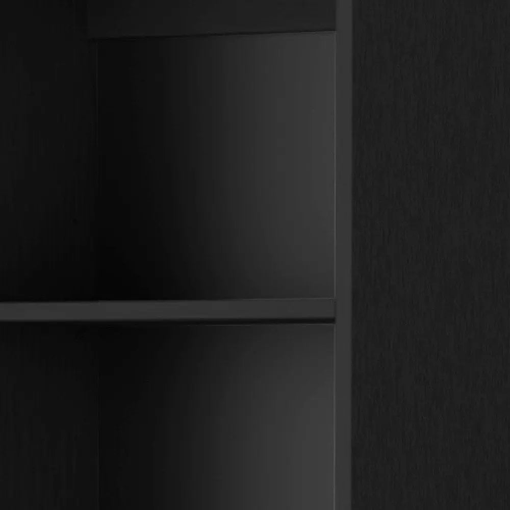 70" Black Wood Five Tier Bookcase - NOBLE HOME INTERIORS