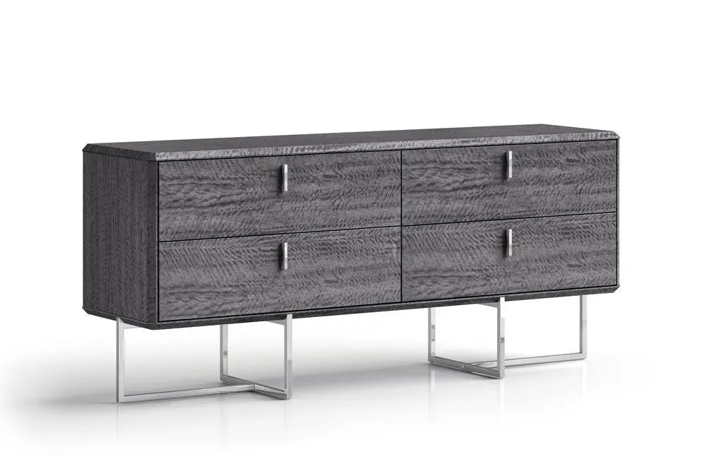 70" Gray Wood Four Drawer Double Dresser - NOBLE HOME INTERIORS