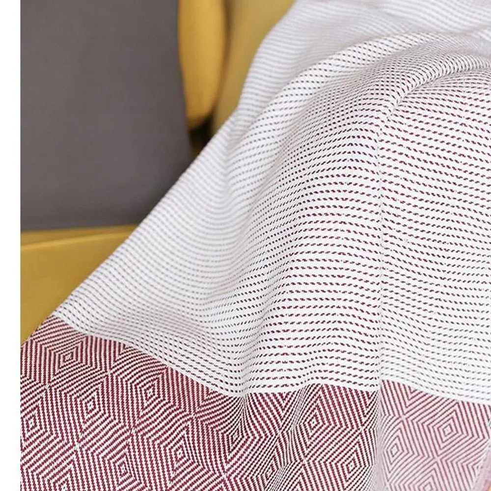 70" Turkish Cotton Handwoven Throw Blankets In Red - NOBLE HOME INTERIORS