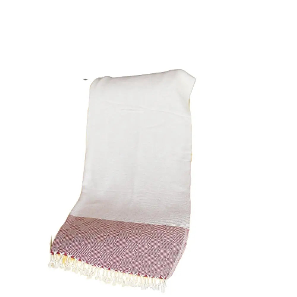 70" Turkish Cotton Handwoven Throw Blankets In Red - NOBLE HOME INTERIORS